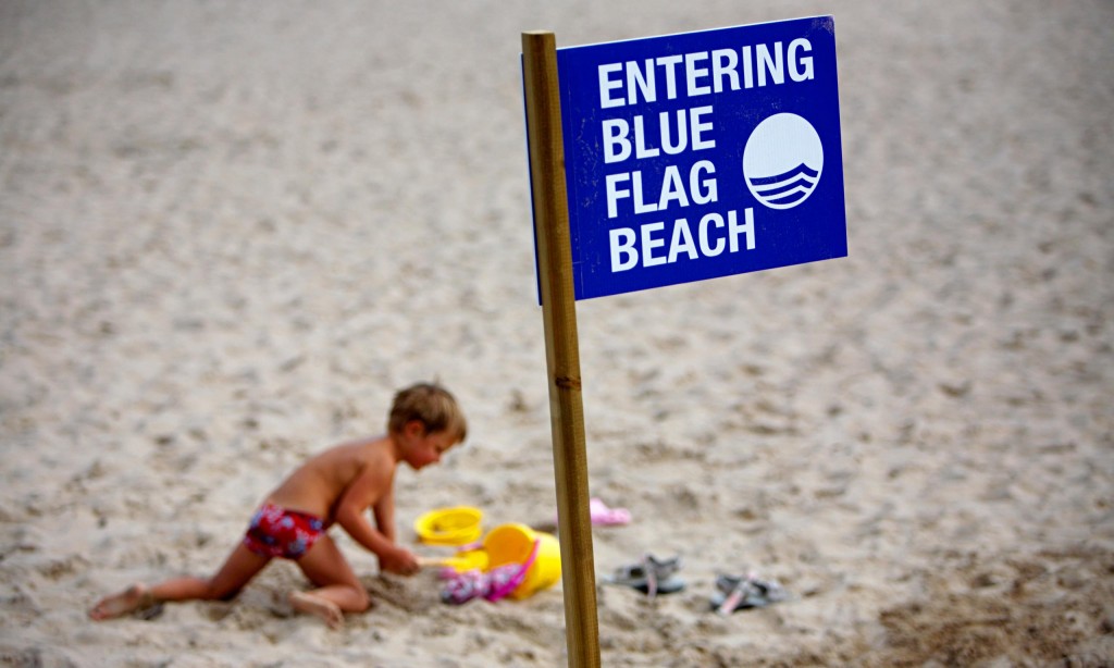 Blue Flag beach sign