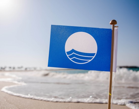 Blue Flag beach sign