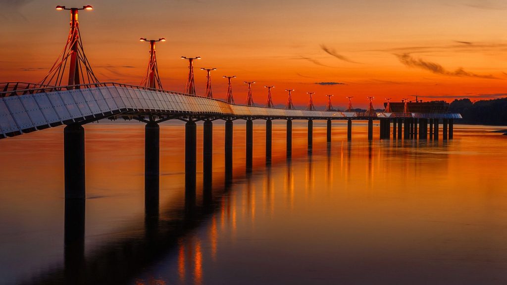 The pier in Plock, Vistla River, Poland