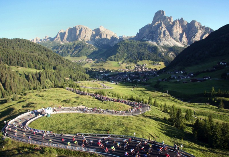 Road cycling amongthe Dolomites, Italy
