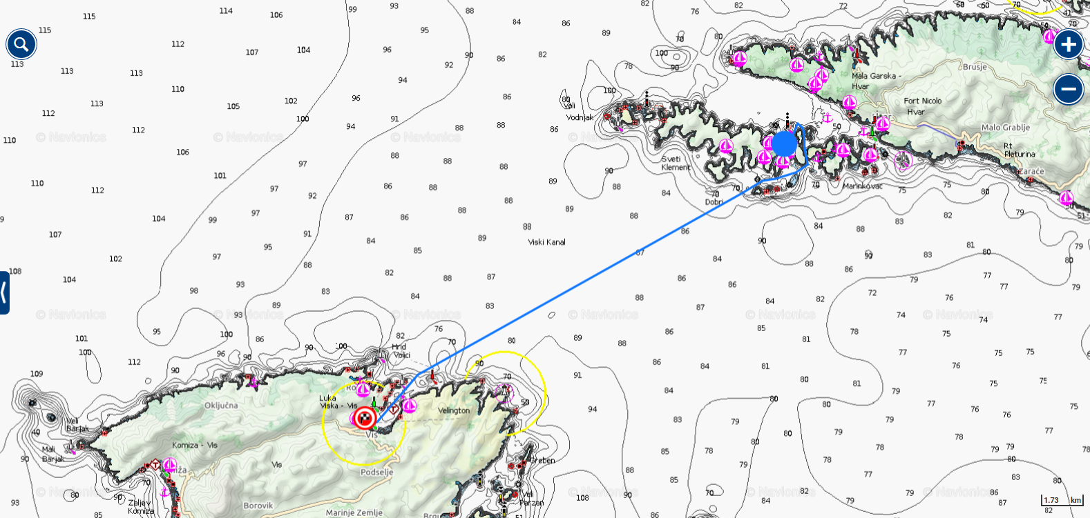 Otoci to Vis sailing route