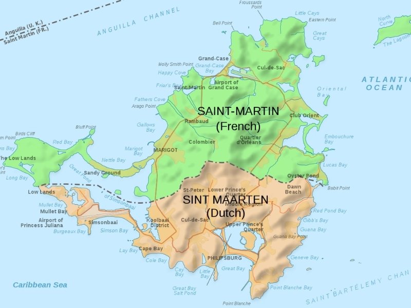 Saint Martin sailing in the Caribbean