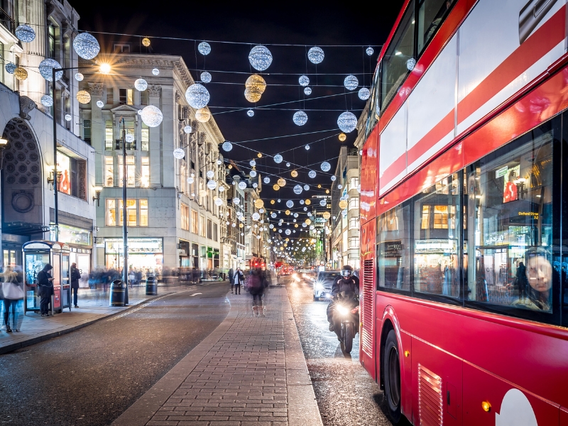 Christmas lights on Oxford Street in London
