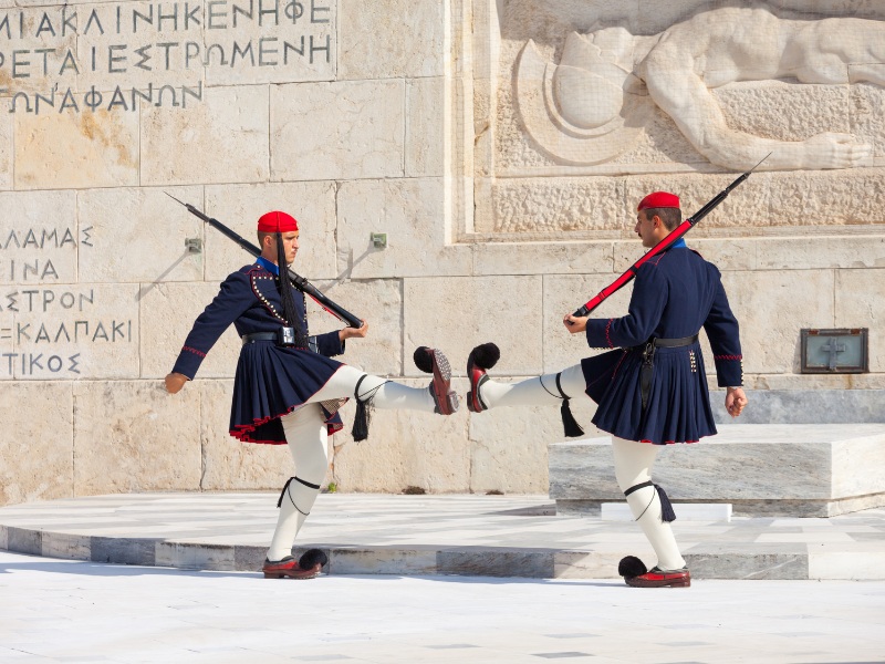 Evzone guarding at the Greek Parliament